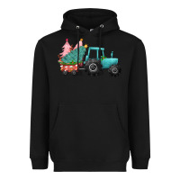 Black Christmas tree tractor Heavyweight Hoodie - CowGirlArtShop
