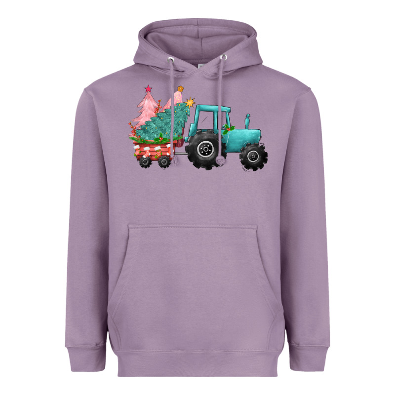 Christmas Tree Tractor Heavyweight Hoodie by CowGirlArtShop | Teevron