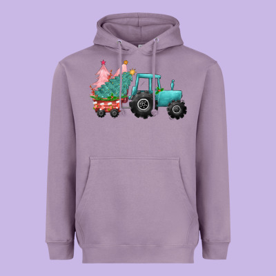 Christmas Tree Tractor Heavyweight Hoodie Designed By Cowgirlartshop