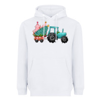 White Christmas tree tractor Heavyweight Hoodie - CowGirlArtShop