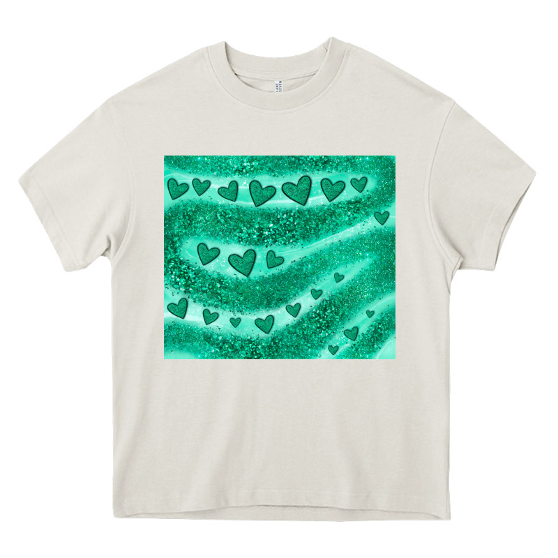 Green Glitter Heart Heavy Core Tee by JahusDesignShop | Teevron