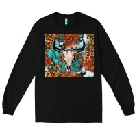 Black Western with bull skull Long Sleeve Tee - NancyCooperArtShop