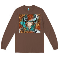 Chestnut Western with bull skull Long Sleeve Tee - NancyCooperArtShop