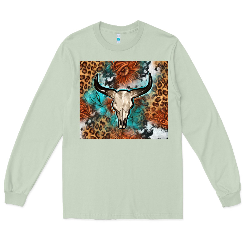 Western With Bull Skull Long Sleeve Tee by NancyCooperArtShop | Teevron