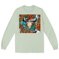 Matcha Western with bull skull Long Sleeve Tee - NancyCooperArtShop
