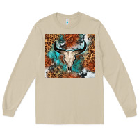Mushroom Western with bull skull Long Sleeve Tee - NancyCooperArtShop