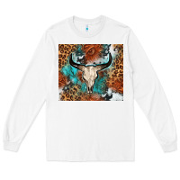 White Western with bull skull Long Sleeve Tee - NancyCooperArtShop