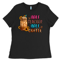 Black half teacher half coffee Ladies Tee - JahusDesignShop