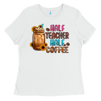 White half teacher half coffee Ladies Tee - JahusDesignShop