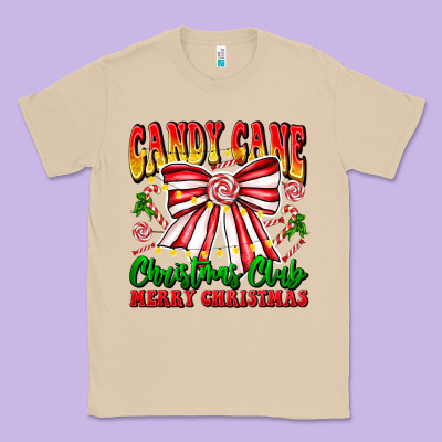 Candy Cane Christmas Club Classic Tee Designed By Cowhidedigitalart