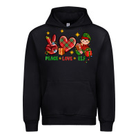 Black Peace Love Elf Christmas Urban Hoodie - BundleAndBundleShop