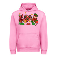 Fuchsia Pink Peace Love Elf Christmas Urban Hoodie - BundleAndBundleShop