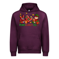 Mauve Wine Peace Love Elf Christmas Urban Hoodie - BundleAndBundleShop