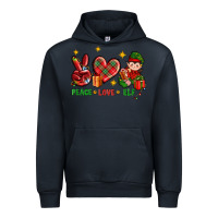 Navy Peace Love Elf Christmas Urban Hoodie - BundleAndBundleShop