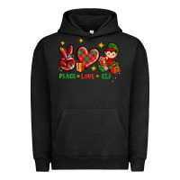 Pigment Black Peace Love Elf Christmas Urban Hoodie - BundleAndBundleShop