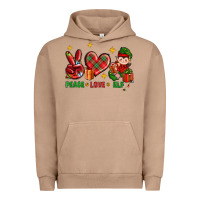 Pigment Burro Peace Love Elf Christmas Urban Hoodie - BundleAndBundleShop