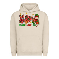Pigment French Oak Peace Love Elf Christmas Urban Hoodie - BundleAndBundleShop