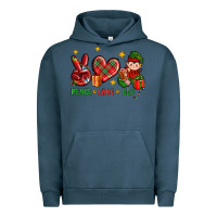 Pigment Midnight Navy Peace Love Elf Christmas Urban Hoodie - BundleAndBundleShop