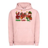 Pigment Salmon Peace Love Elf Christmas Urban Hoodie - BundleAndBundleShop