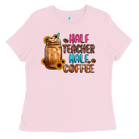 Bubblegum Pink half teacher half coffee Ladies Tee - JahusDesignShop