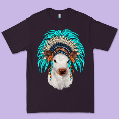 Calf Indian Headdress Premium Tee Designed By Jahusdesignshop