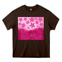 Chocolate Brown pink glitter star Heavy Core Tee - JahusDesignShop