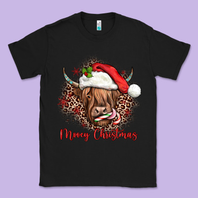 Mooey Christmas Cow Classic Tee Designed By Jahusdesignshop