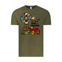 Vintage Olive so god made a farmer Vintage Tee - JahusDesignShop
