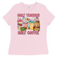 Bubblegum Pink half teacher half coffee Ladies Tee - JahusDesignShop