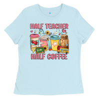 Baby Blue half teacher half coffee Ladies Tee - JahusDesignShop
