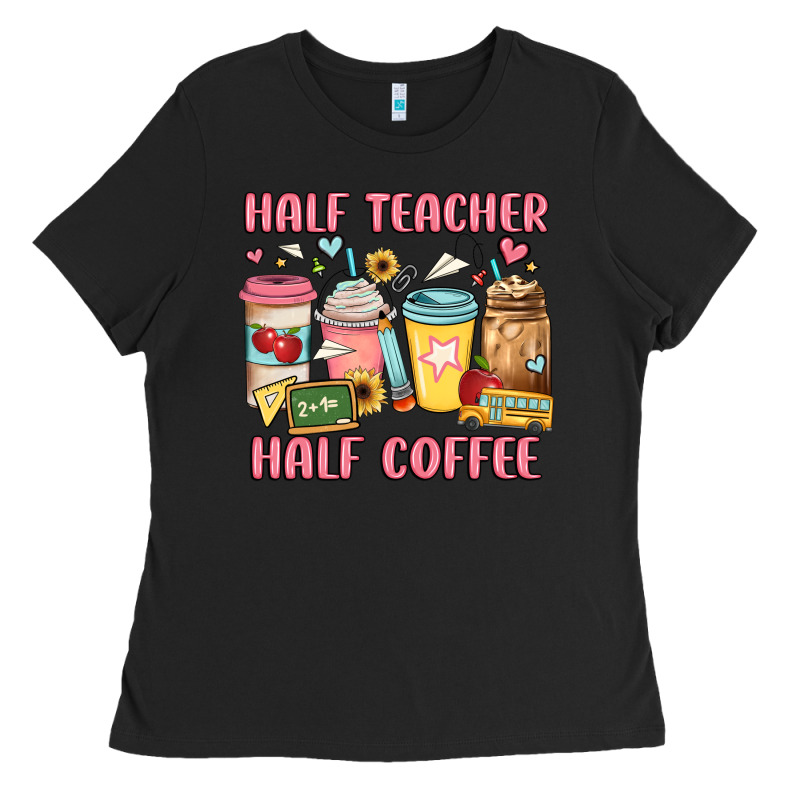 Half Teacher Half Coffee Ladies Tee by JahusDesignShop | Teevron