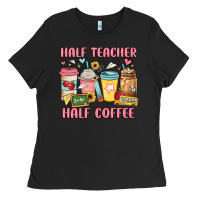Black half teacher half coffee Ladies Tee - JahusDesignShop