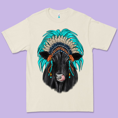 Black Angus Indian Headdress Premium Tee Designed By Jahusdesignshop