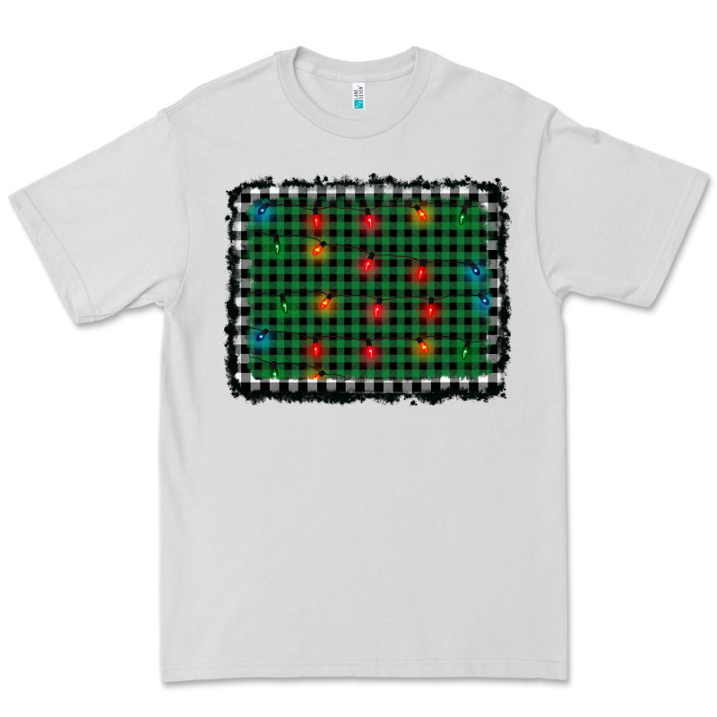 Christmas Buffalo Plaid And Lights Background Premium Tee by AdoDesignShop | Teevron