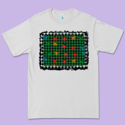 Christmas Buffalo Plaid And Lights Background Premium Tee Designed By Adodesignshop
