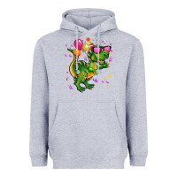 Heather Grey birthday t rex pink Heavyweight Hoodie - CowGirlArtShop