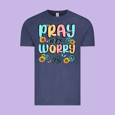 Pray More Worry Less Vintage Tee Designed By Maliassmallbusiness