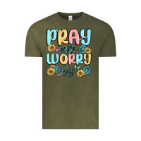 Vintage Olive pray more worry less Vintage Tee - MaliasSmallBusiness