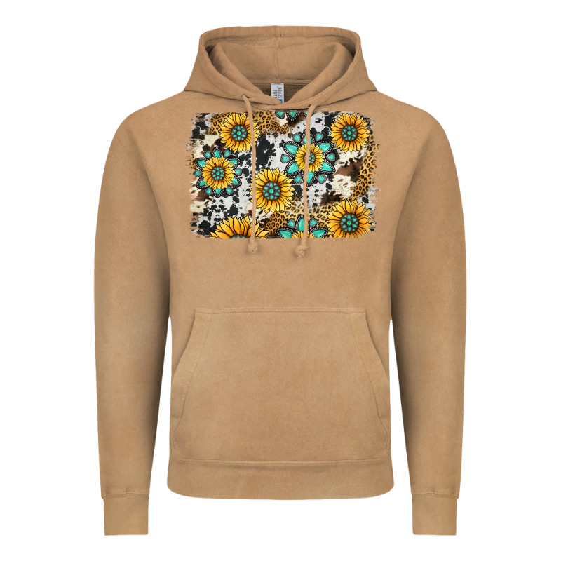 Gemstone Sunflower Cowhide Background Vintage Hoodie by Jasminsmagicworld | Teevron