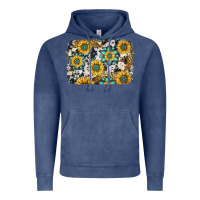 Vintage Denim gemstone sunflower cowhide background Vintage Hoodie - Jasminsmagicworld
