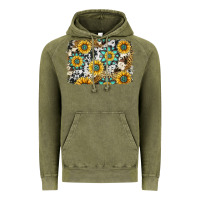 Vintage Olive gemstone sunflower cowhide background Vintage Hoodie - Jasminsmagicworld