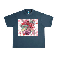 Midnight Navy valentine's day cassette tapes Urban Heavy Tee - MaliasSmallBusiness