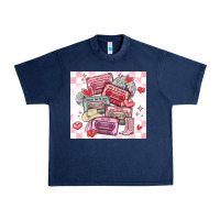 Navy valentine's day cassette tapes Urban Heavy Tee - MaliasSmallBusiness
