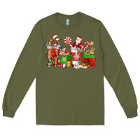 Army Green Santa coffee cups Long Sleeve Tee - NancyCooperArtShop