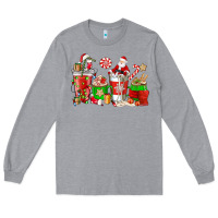 Heather Grey Santa coffee cups Long Sleeve Tee - NancyCooperArtShop