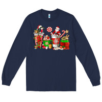 Navy Santa coffee cups Long Sleeve Tee - NancyCooperArtShop