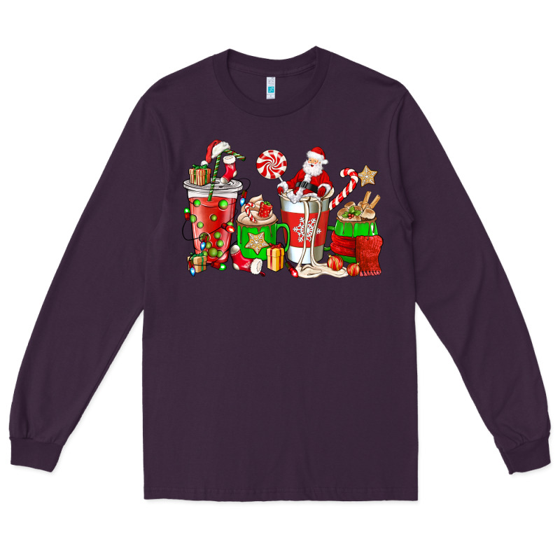 Santa Coffee Cups Long Sleeve Tee by NancyCooperArtShop | Teevron
