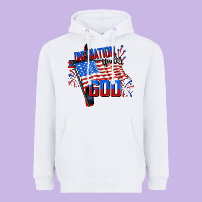 One Nation Under God Heavyweight Hoodie Designed By Cowgirlartshop