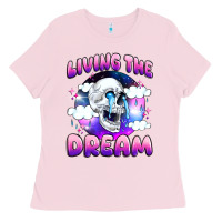Bubblegum Pink living the dream Ladies Tee - JahusDesignShop