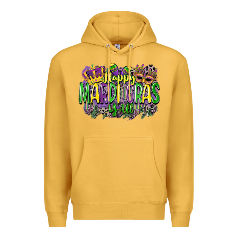 Happy Mardi Gras Yall Premium Hoodie by CowGirlArtShop | Teevron